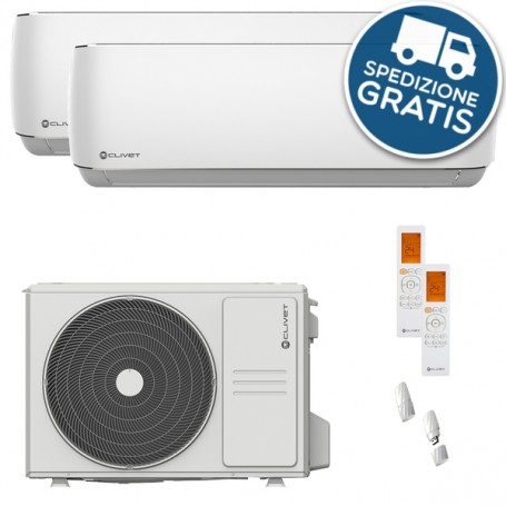 CLIMATISEUR CLIVET DUALSPLIT 4.1KW (14,000 BTU) - UNITÉS INTÉRIEURES CRYSTAL - 9,000 + 9,000 BTU | AVEC WI-FI