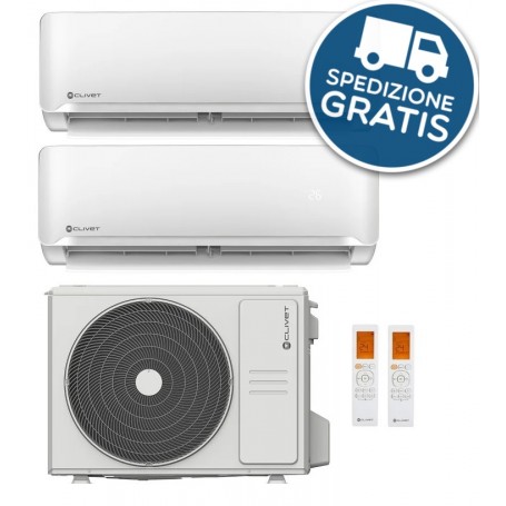 CONDIZIONATORE CLIVET DUALSPLIT | UNITA' ESTERNA 5,3KW (18.000 BTU) - UNITA' INTERNE ESSENTIAL 2 - 9.000 + 12.000 BTU