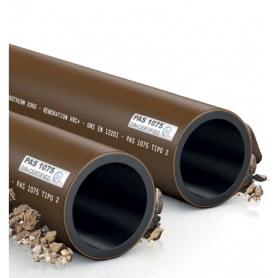 TUBO POLIETILENE PE100 RENOVATION PN16 VRC+ D.140 BARRA MT.6 PER SCARICHI E FOGNATURE MARRONE/NERO