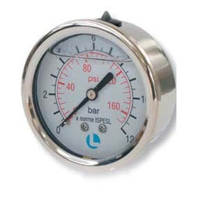PRESSURE GAUGE D.50 0-16 BAR 1/4 STAINLESS STEEL BACK CONNECTION GLYCERINE