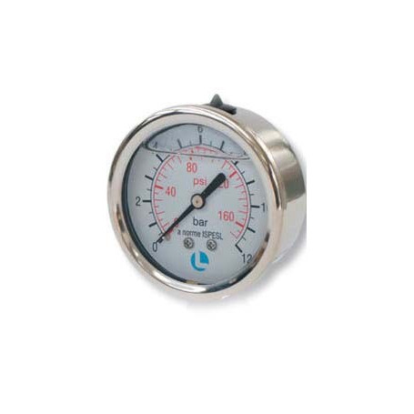 MANOMETRO D.50 0-6 BAR 1/4 ATTACCO POSTERIORE INOX GLICERINACERINA